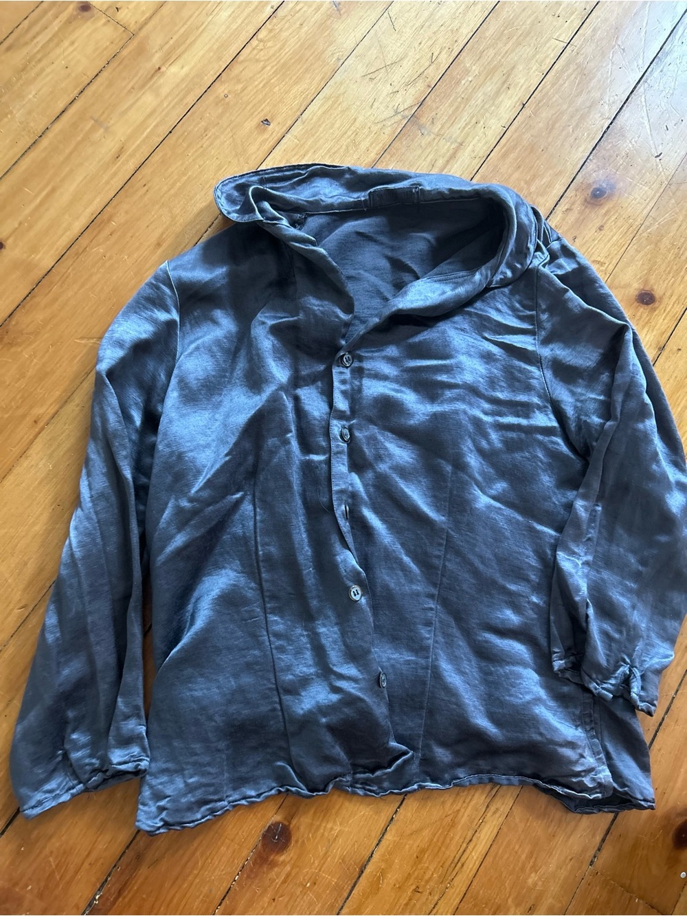 CP Shades silk satin Button Down Shirt gray purple long sleeve small